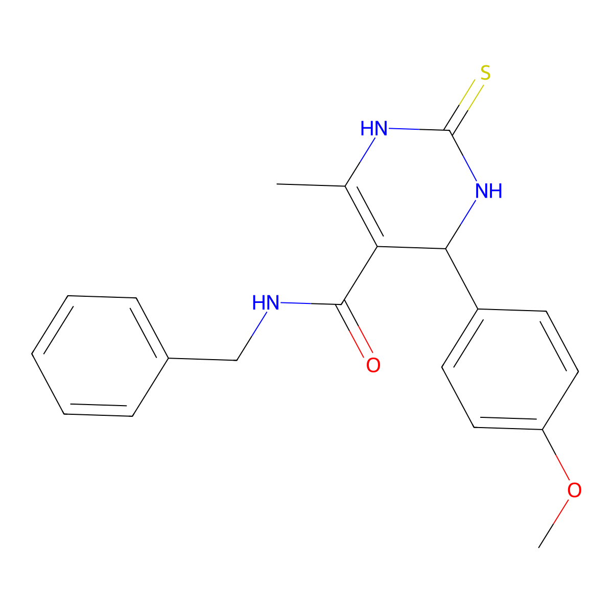 N-benzyl-4-(4-methoxyphenyl)-6-methyl-2-thioxo-1,2,3,4-tetrahydropyrimidine-5-carboxamide molecular structure, CAS 439136-86-4