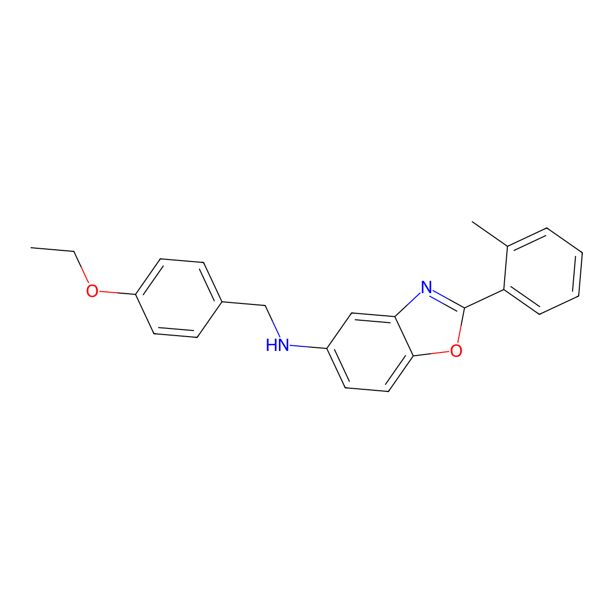 N-[(4-ethoxyphenyl)methyl]-2-(2-methylphenyl)-1,3-benzoxazol-5-amine molecular structure, CAS 439137-71-0