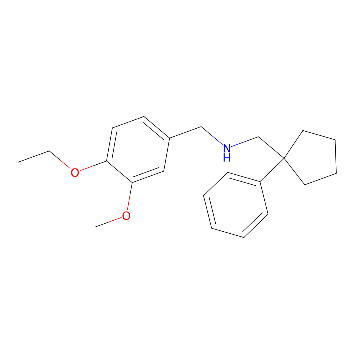 N-(4-Ethoxy-3-methoxybenzyl)(1-phenylcyclopentyl)methanamine molecular structure, CAS 439138-52-0