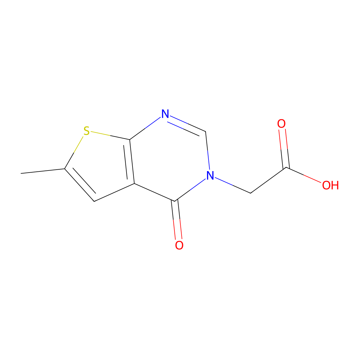 (6-Methyl-4-oxo-4H-thieno[2,3-d]pyrimidin-3-yl)-acetic acid molecular structure, CAS 439139-95-4