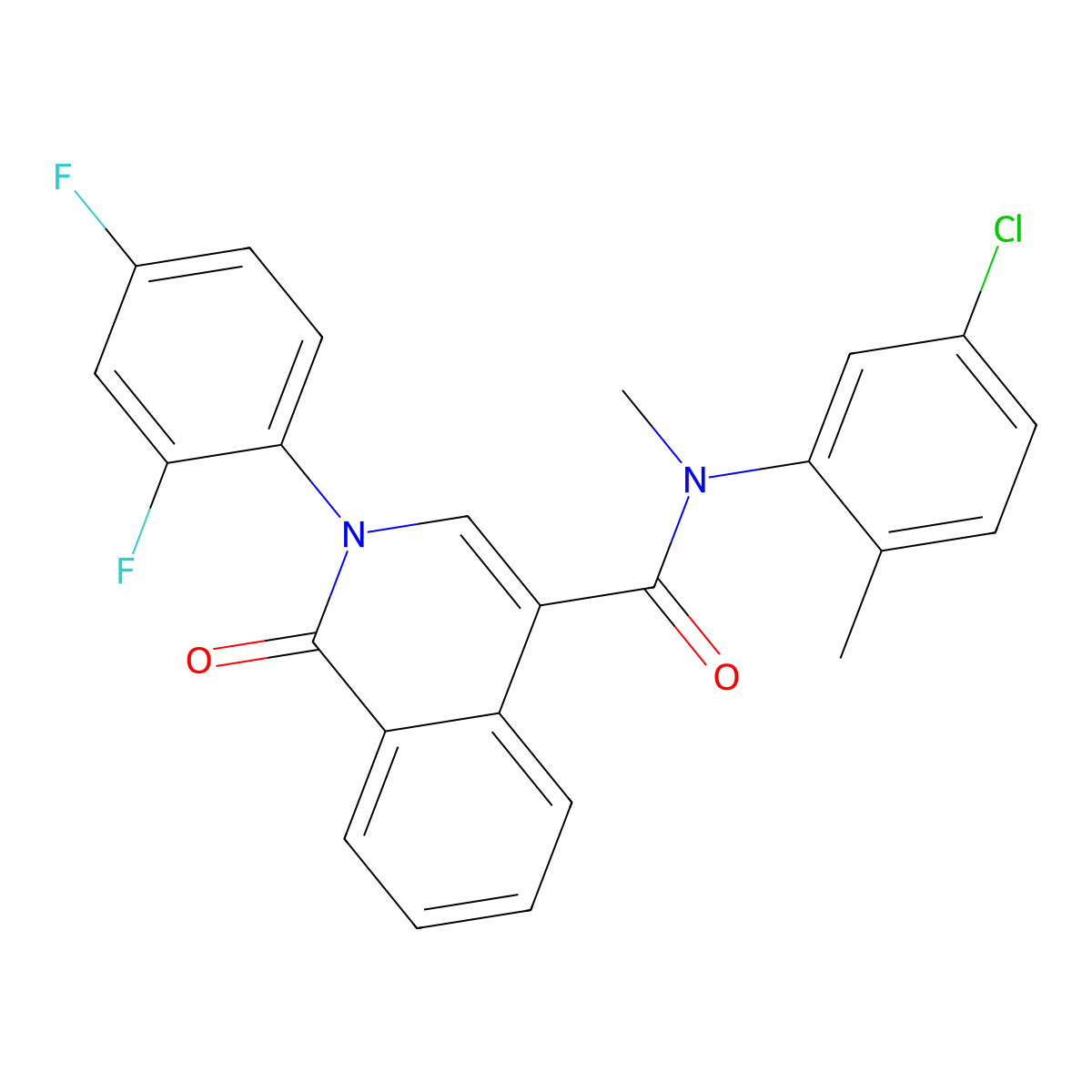 N-(5-chloro-2-methylphenyl)-2-(2,4-difluorophenyl)-N-methyl-1-oxo-1,2-dihydroisoquinoline-4-carboxamide molecular structure, CAS 439140-93-9