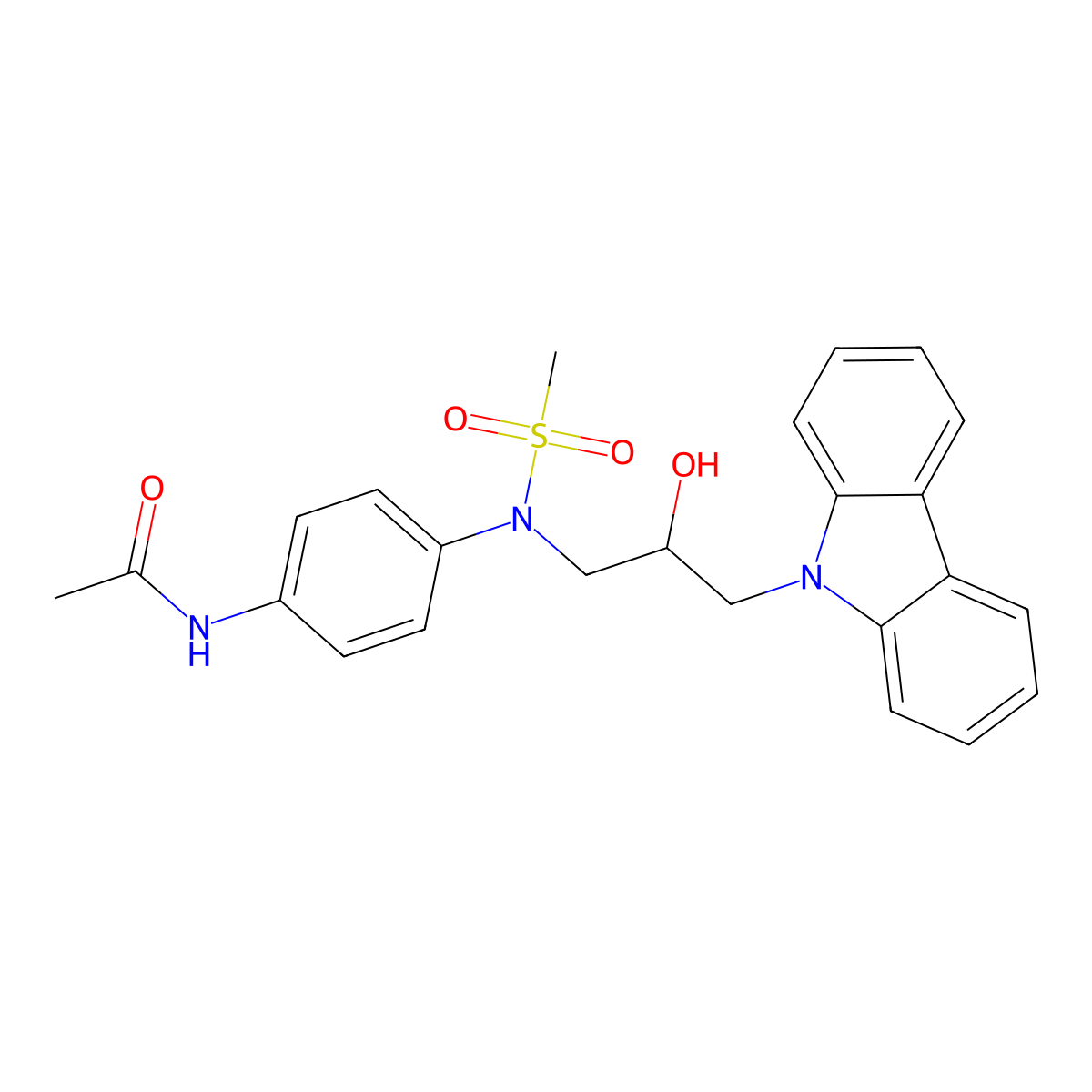 N-[4-[(3-carbazol-9-yl-2-hydroxypropyl)-methylsulfonylamino]phenyl]acetamide molecular structure, CAS 439141-71-6