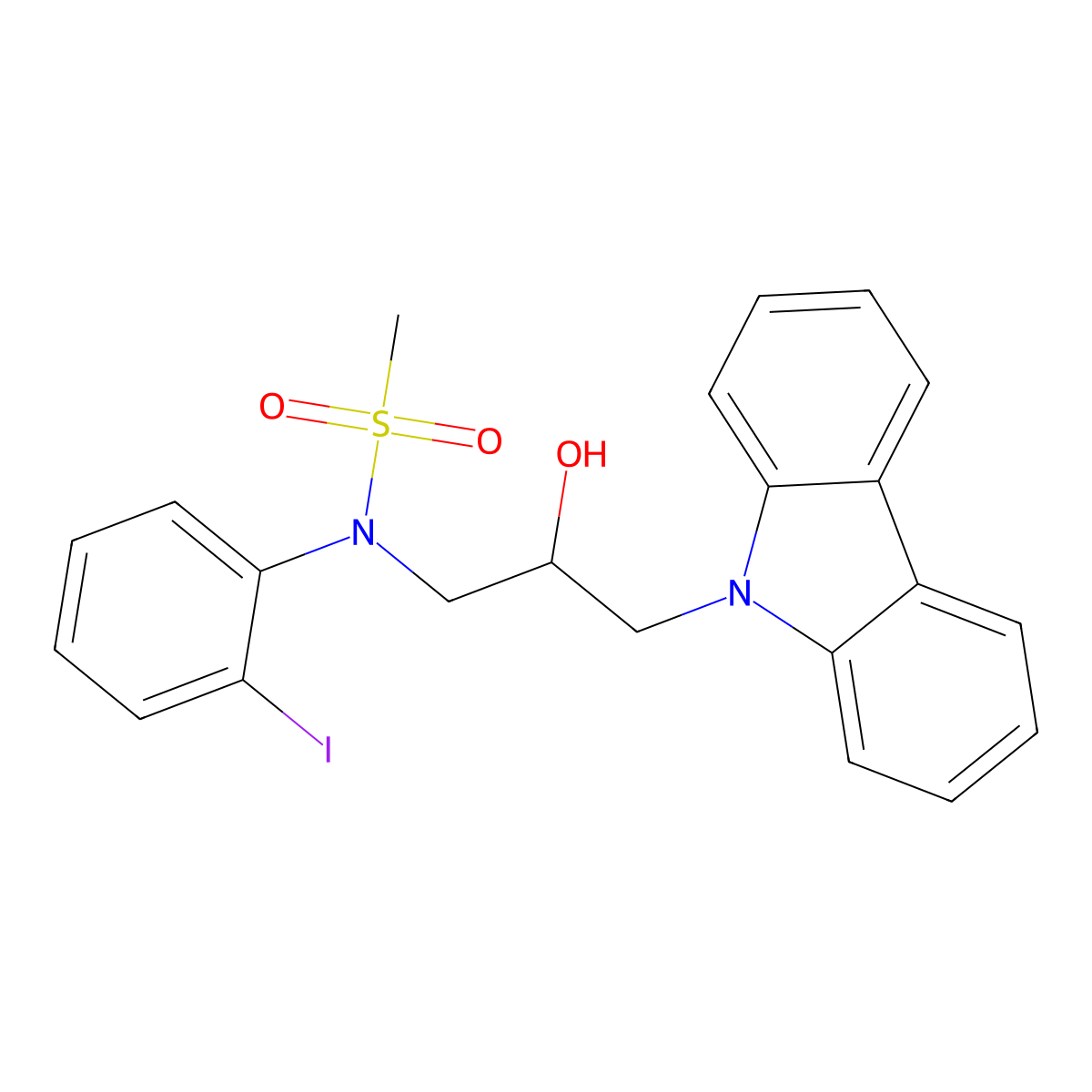 N-(3-carbazol-9-yl-2-hydroxypropyl)-N-(2-iodophenyl)methanesulfonamide molecular structure, CAS 439141-72-7