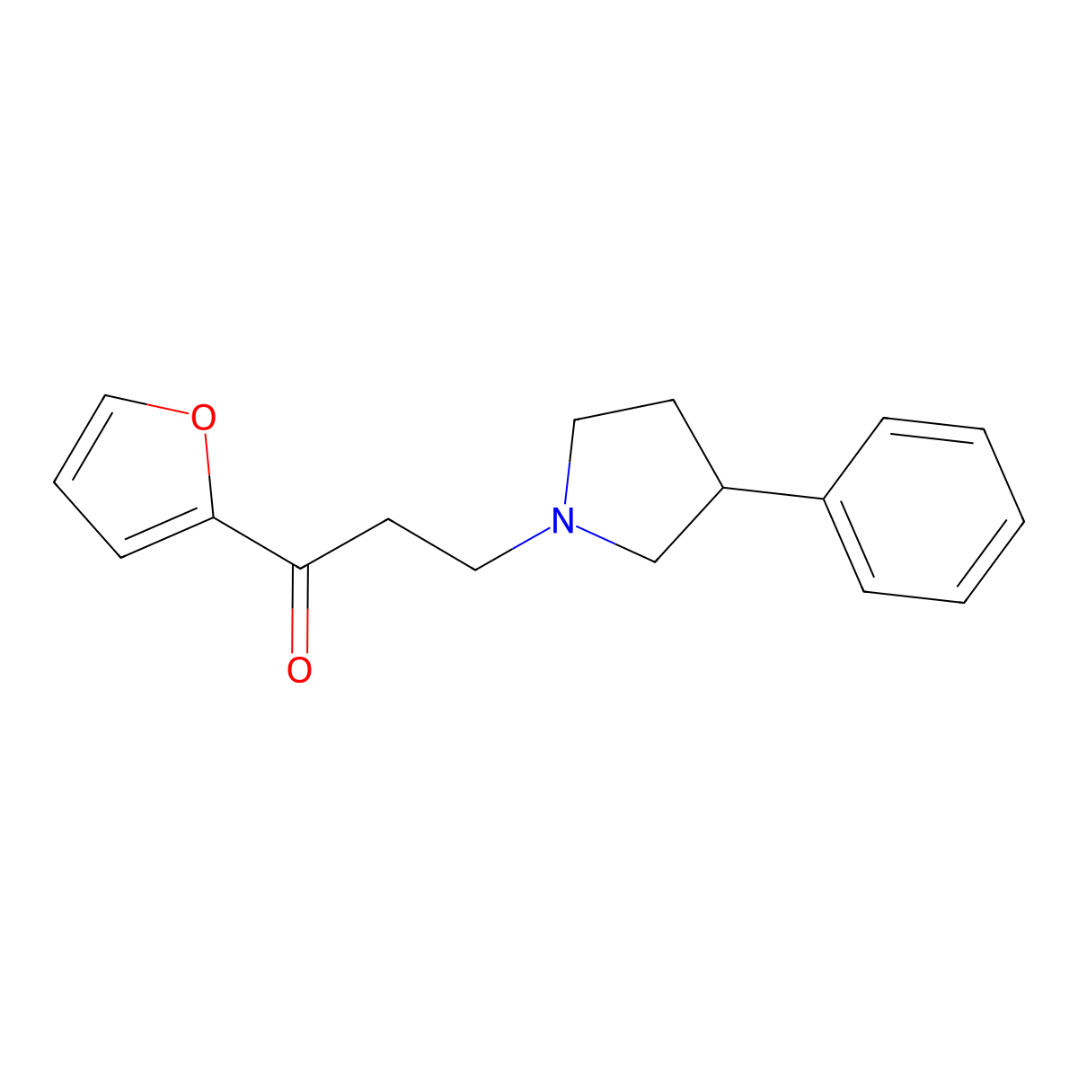 1-(Furan-2-yl)-3-(3-phenylpyrrolidin-1-yl)propan-1-one molecular structure, CAS 439142-37-7