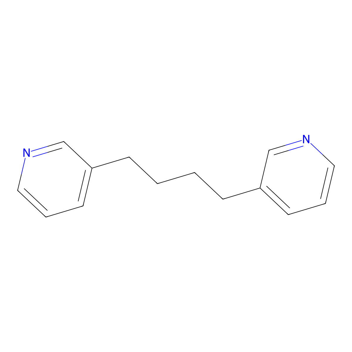 3,3'-(1,4-Butanediyl)bis-pyridine technical grade molecular structure, CAS 439148-03-5