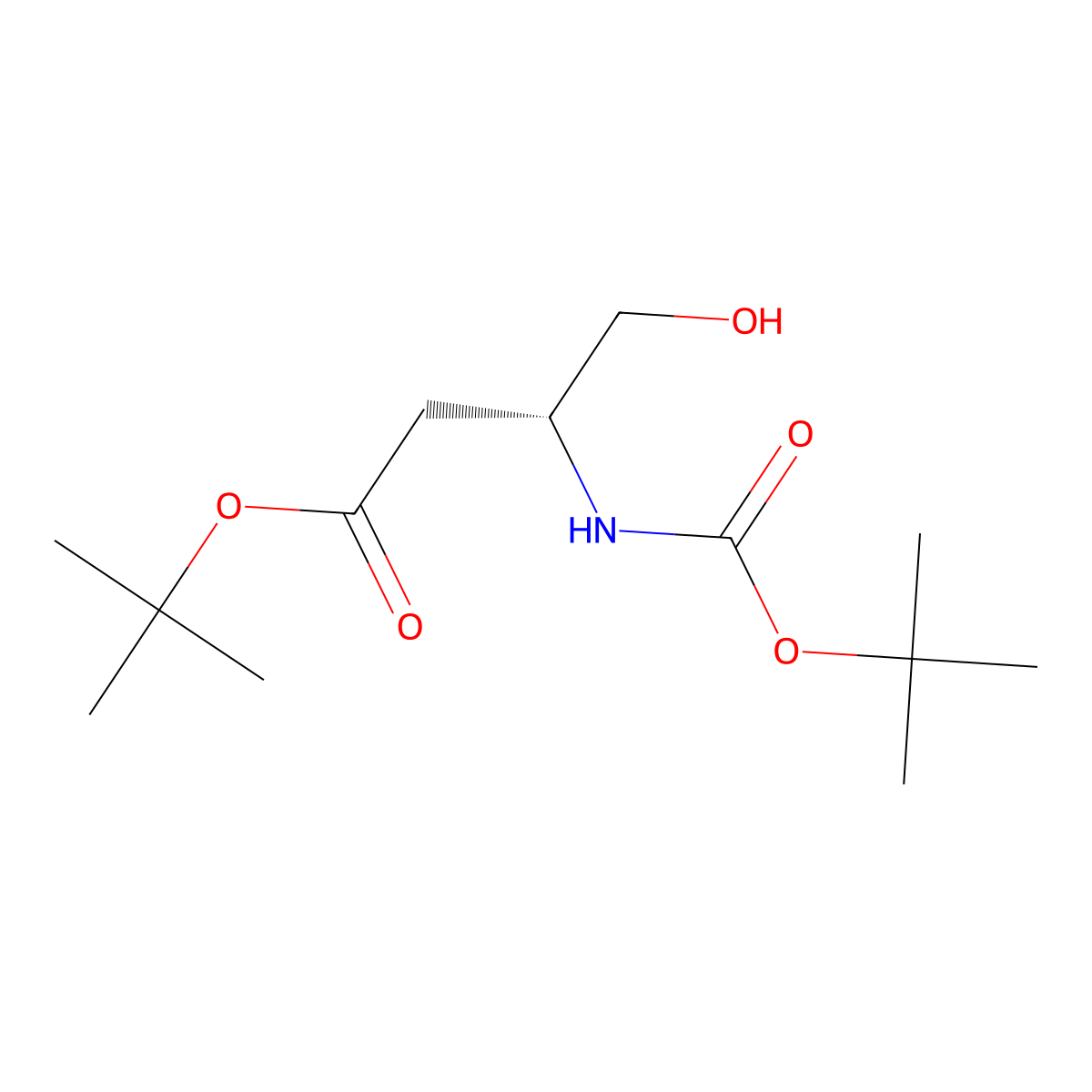 tert-butyl (3R)-3-(((tert-butoxy)carbonyl)amino)-4-hydroxybutanoate molecular structure, CAS 439150-76-2