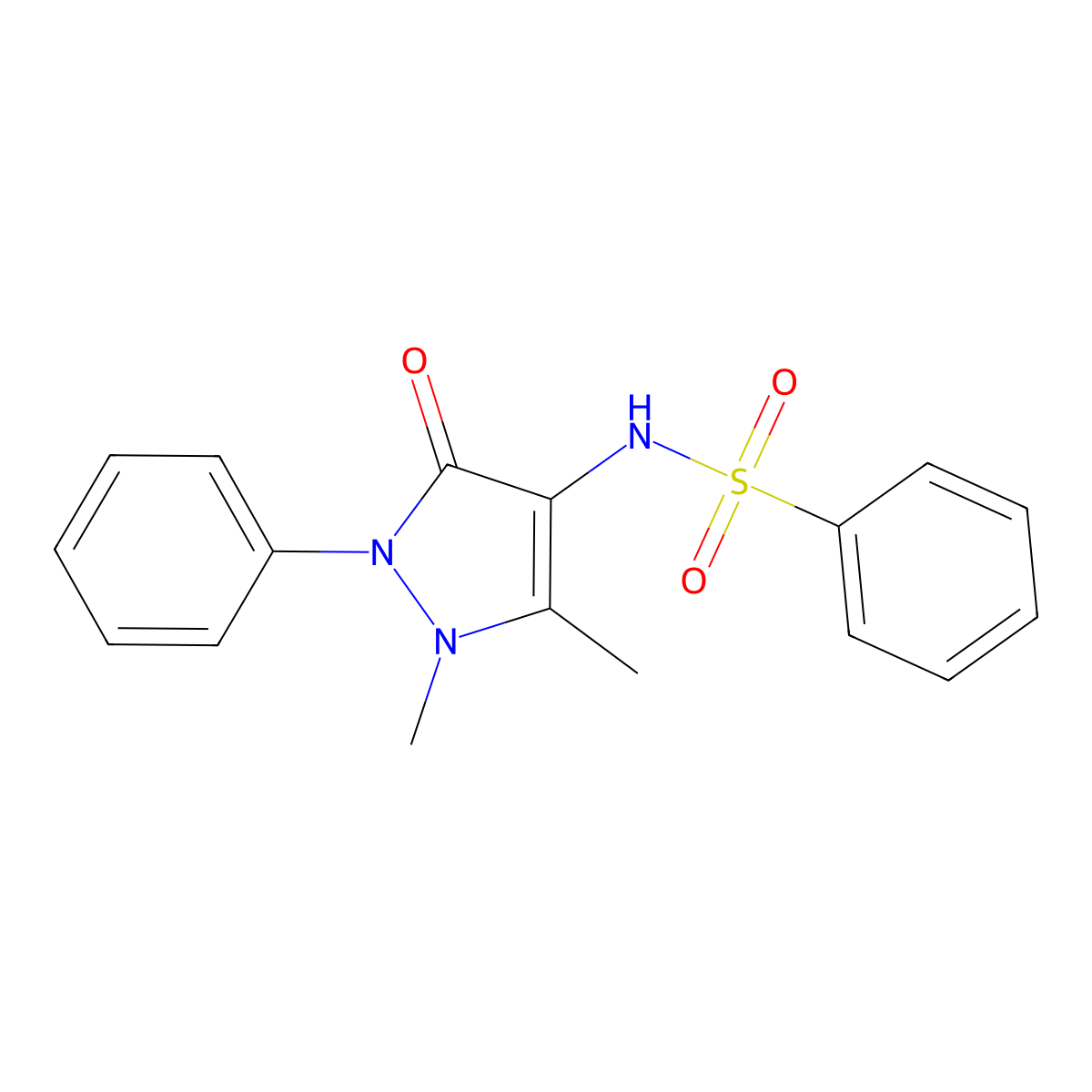 N-(1,5-dimethyl-3-oxo-2-phenyl-2,3-dihydro-1H-pyrazol-4-yl)benzenesulfonamide molecular structure, CAS 4392-43-2