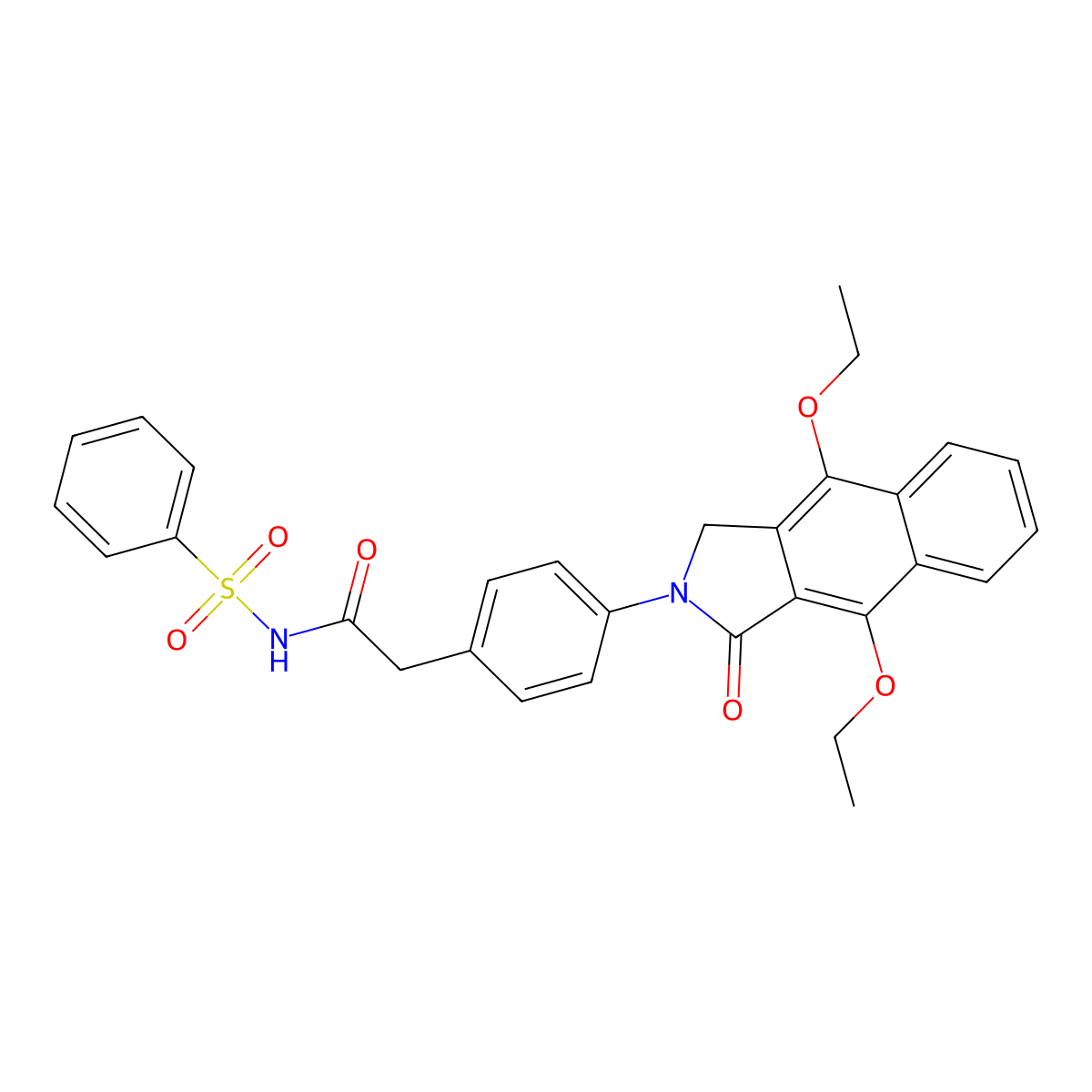 N-(benzenesulfonyl)-2-[4-(4,9-diethoxy-3-oxo-1H-benzo[f]isoindol-2-yl)phenyl]acetamide molecular structure, CAS 439288-66-1