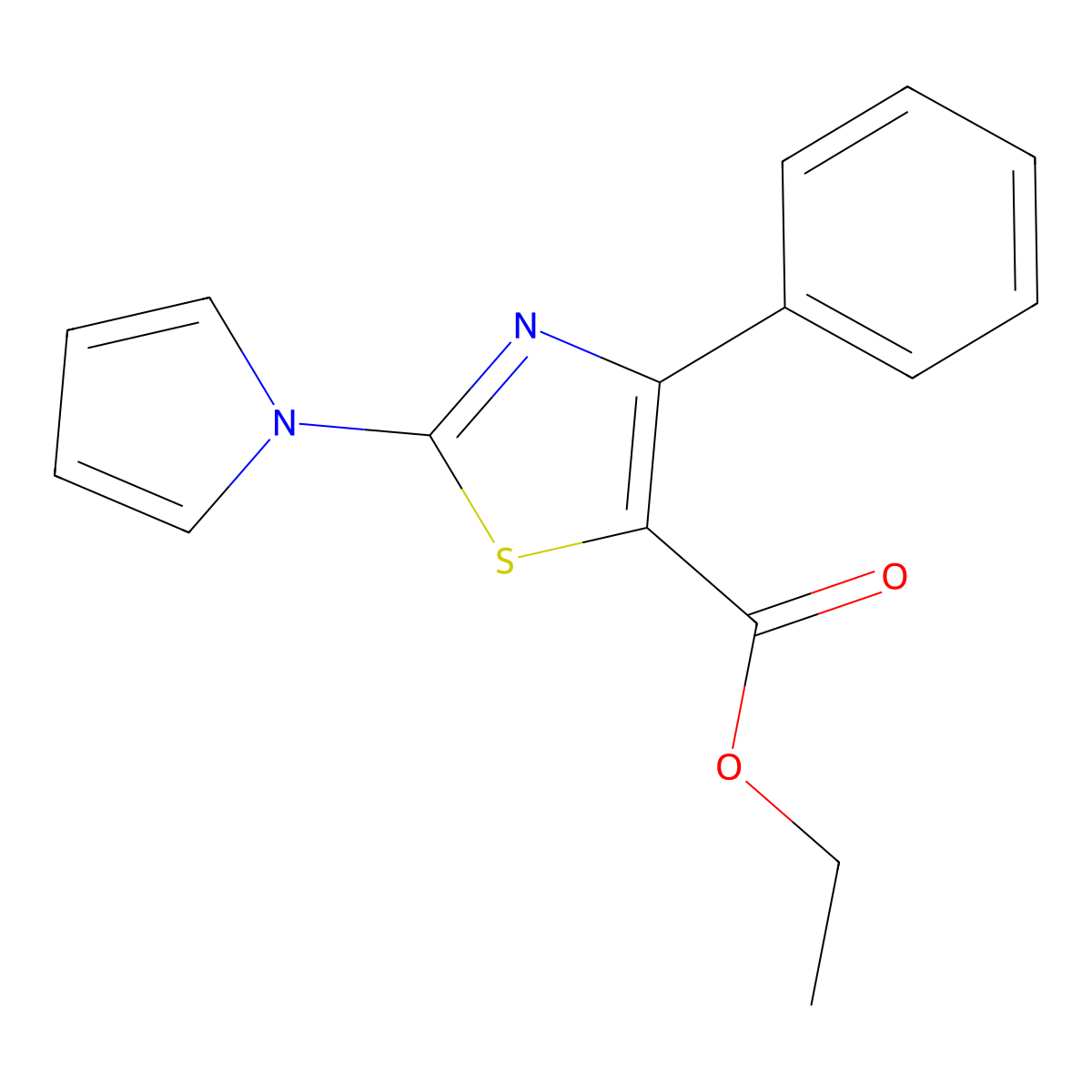 ethyl 4-phenyl-2-(1H-pyrrol-1-yl)-1,3-thiazole-5-carboxylate molecular structure, CAS 439289-71-1