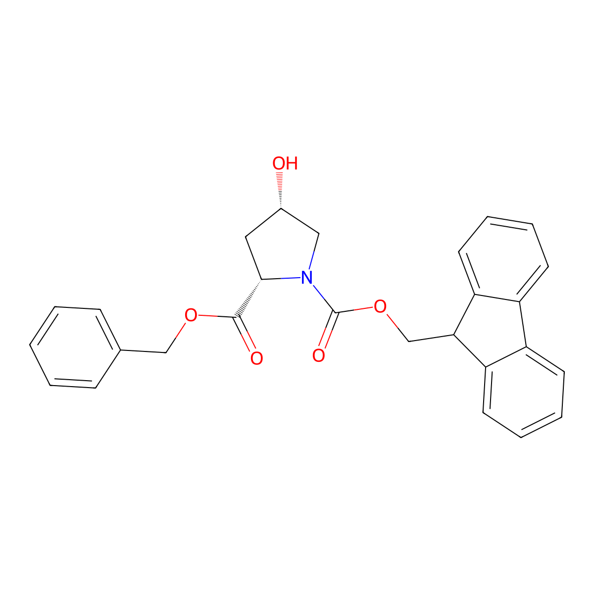 (2S,4S)-1-((9H-Fluoren-9-yl)methyl) 2-benzyl 4-hydroxypyrrolidine-1,2-dicarboxylate molecular structure, CAS 439290-35-4