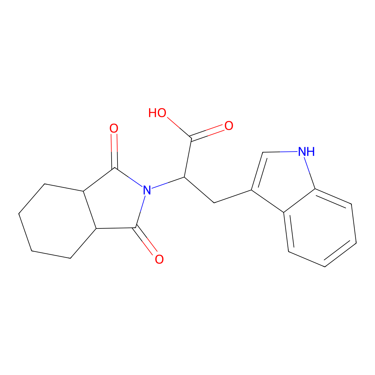2-(1,3-dioxooctahydro-2H-isoindol-2-yl)-3-(1H-indol-3-yl)propanoic acid molecular structure, CAS 439294-10-7