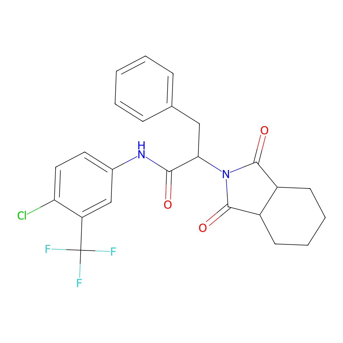 N-[4-chloro-3-(trifluoromethyl)phenyl]-2-(1,3-dioxooctahydro-2H-isoindol-2-yl)-3-phenylpropanamide molecular structure, CAS 439294-79-8