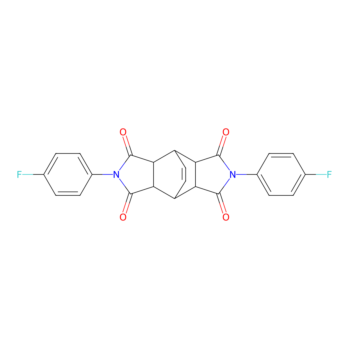 2,6-bis(4-fluorophenyl)hexahydro-4,8-ethenopyrrolo[3,4-f]isoindole-1,3,5,7(2H,6H)-tetrone molecular structure, CAS 439295-17-7