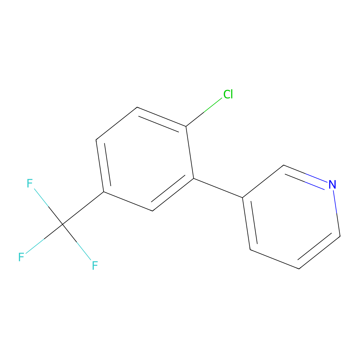 3-(2-Chloro-5-(trifluoromethyl)phenyl)pyridine molecular structure, CAS 4393-94-6