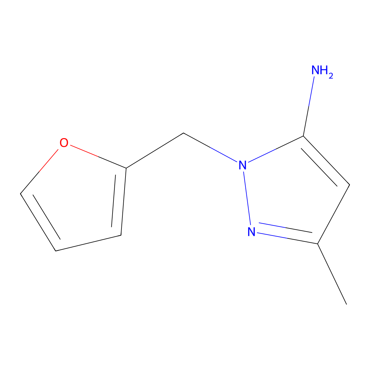 2-Furan-2-ylmethyl-5-methyl-2H-pyrazol-3-ylamine molecular structure, CAS 4394-27-8