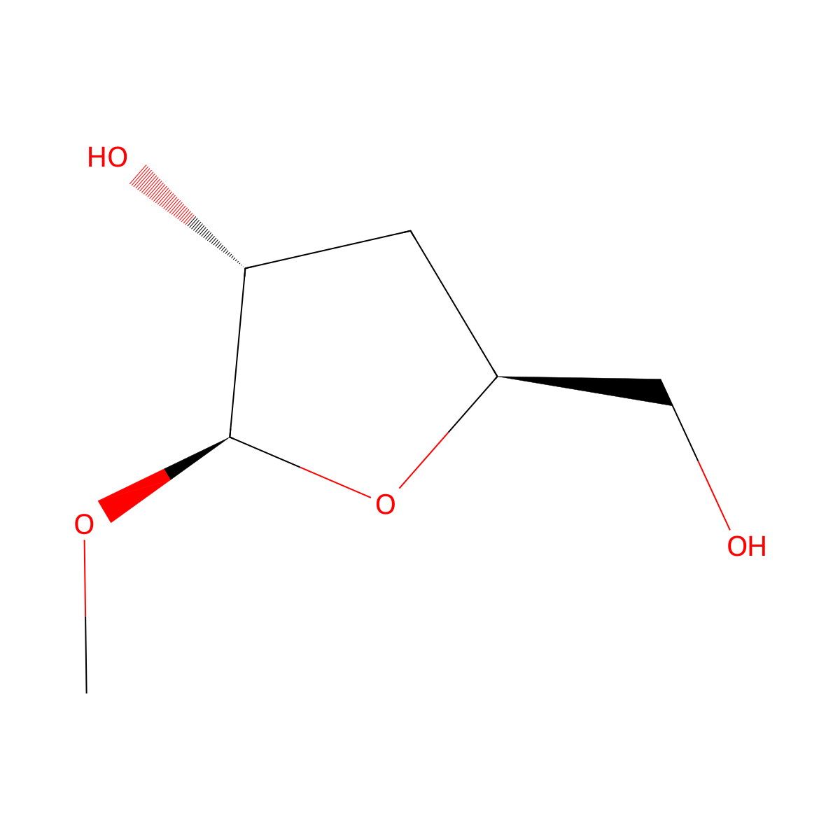 (2R,3R,5S)-5-(Hydroxymethyl)-2-methoxy-tetrahydrofuran-3-OL molecular structure, CAS 4395-36-2