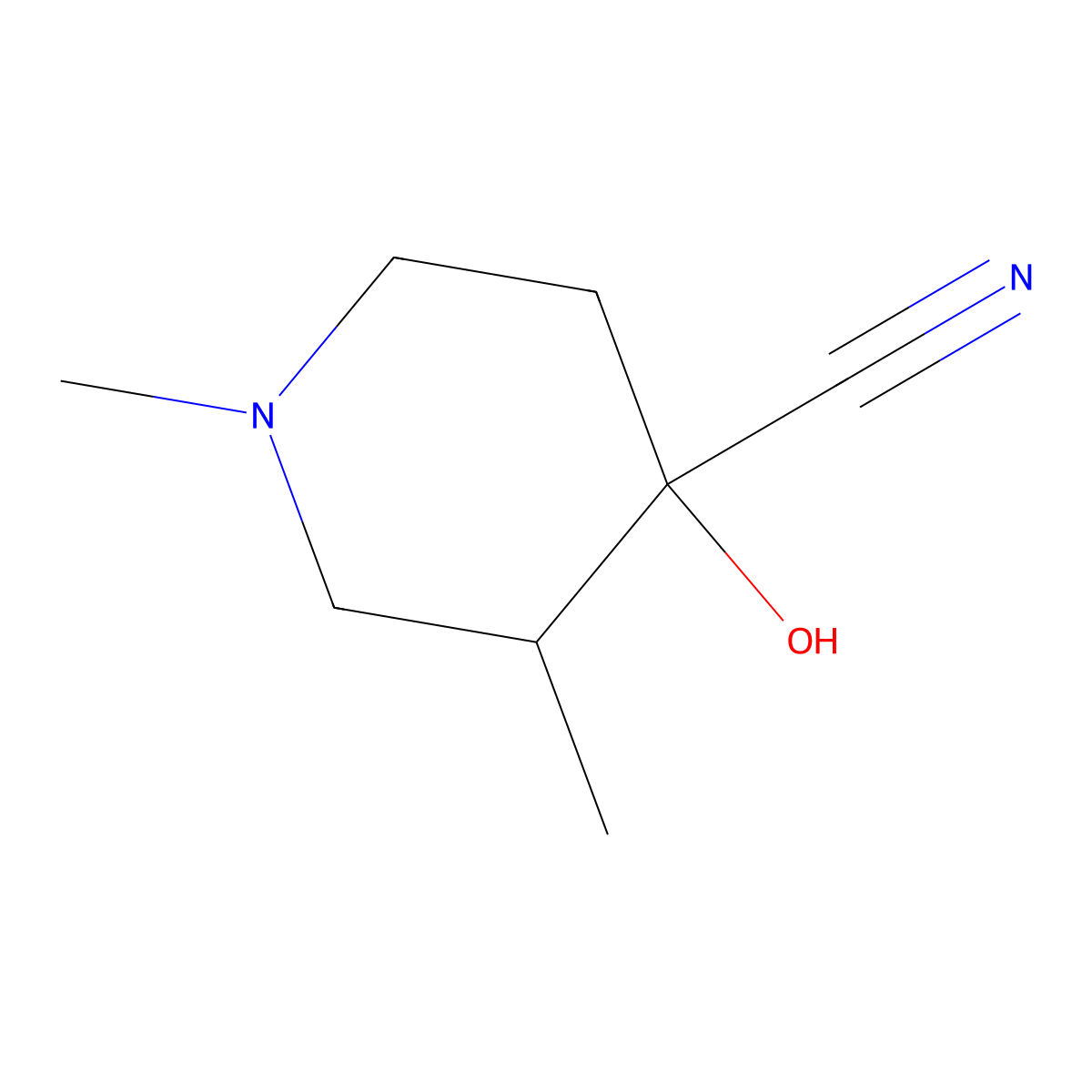 4-Hydroxy-1,3-dimethylpiperidine-4-carbonitrile molecular structure, CAS 4395-99-7
