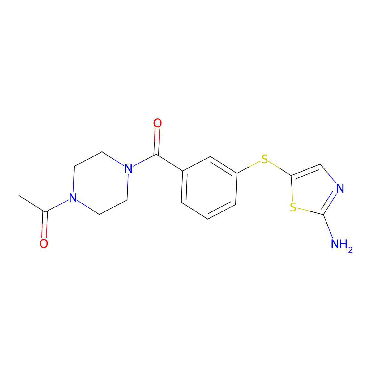 4-Acetyl-1-[3-[(2-aminothiazol-5-yl)thio]benzoyl]piperazine molecular structure, CAS 439578-81-1