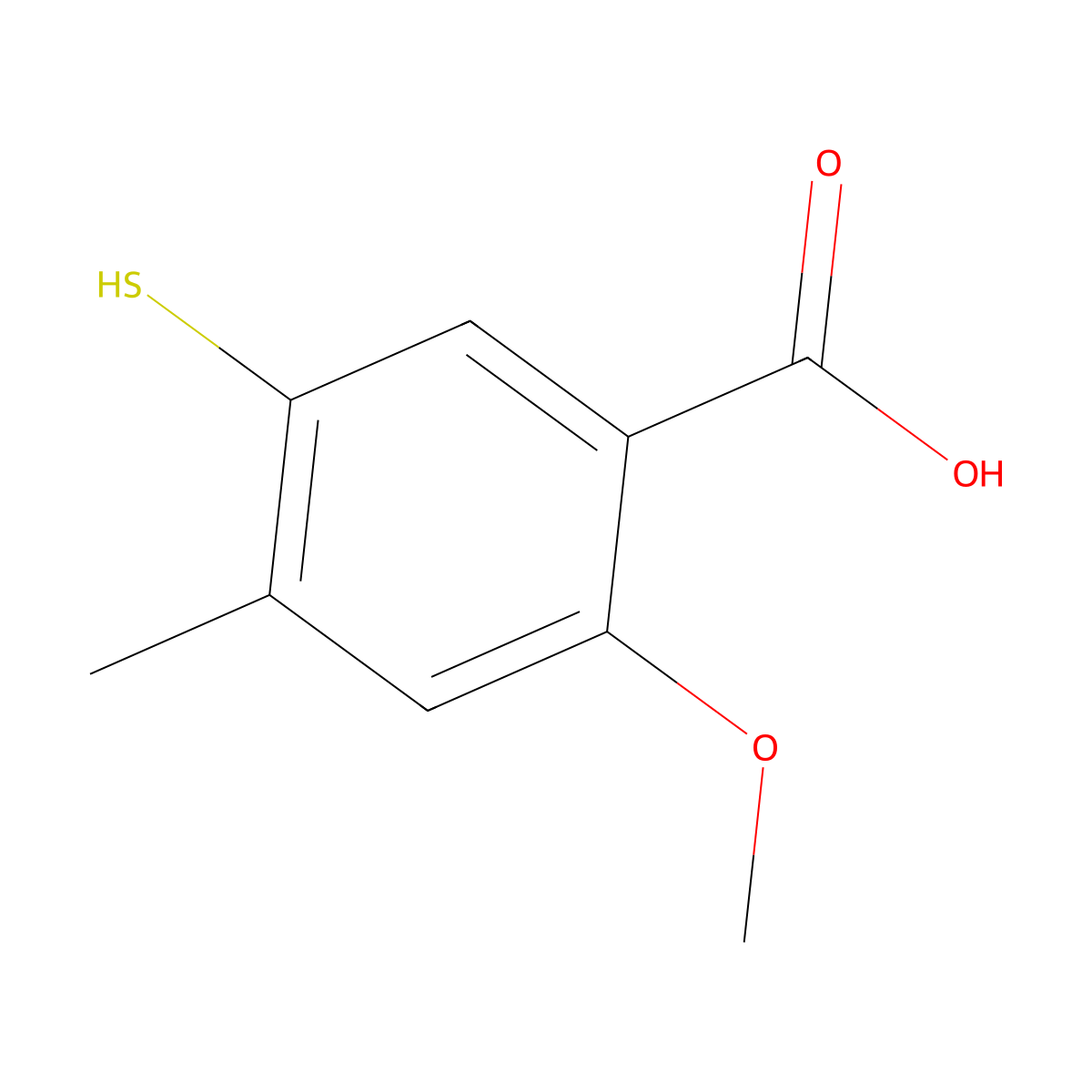 5-Mercapto-2-methoxy-4-methylbenzoic acid molecular structure, CAS 439579-12-1