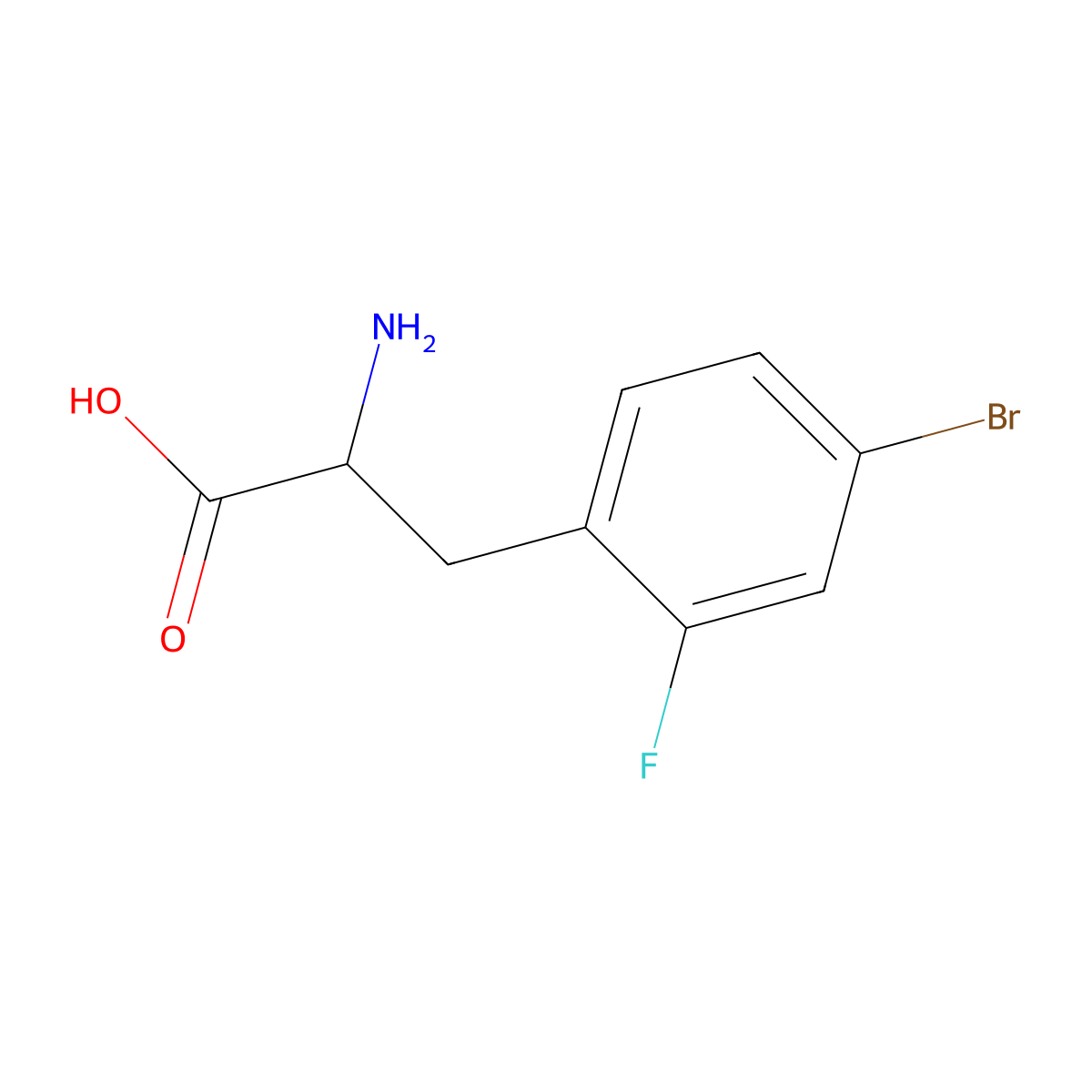 2-Amino-3-(4-bromo-2-fluorophenyl)propanoic acid molecular structure, CAS 439587-17-4