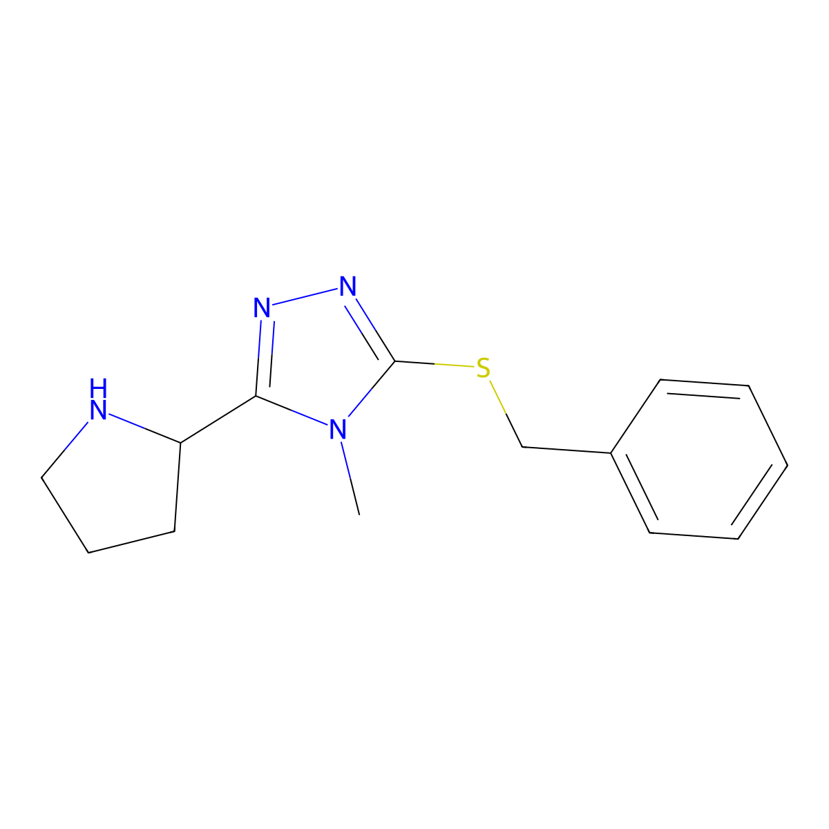 3-Benzylsulfanyl-4-methyl-5-pyrrolidin-2-yl-4H-[1,2,4]triazole molecular structure, CAS 439605-58-0