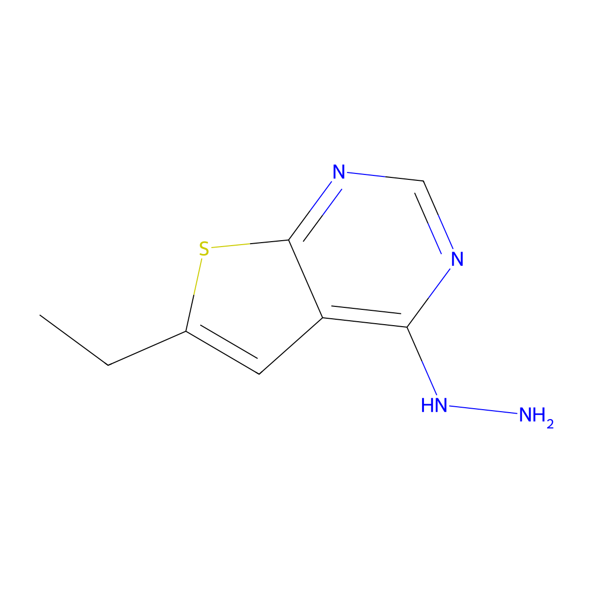6-Ethyl-4-hydrazinothieno[2,3-d]pyrimidine molecular structure, CAS 439692-51-0