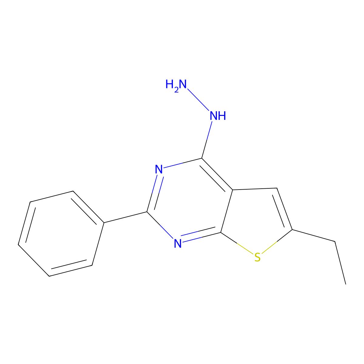 6-Ethyl-4-hydrazino-2-phenylthieno[2,3-d]pyrimidine molecular structure, CAS 439692-93-0