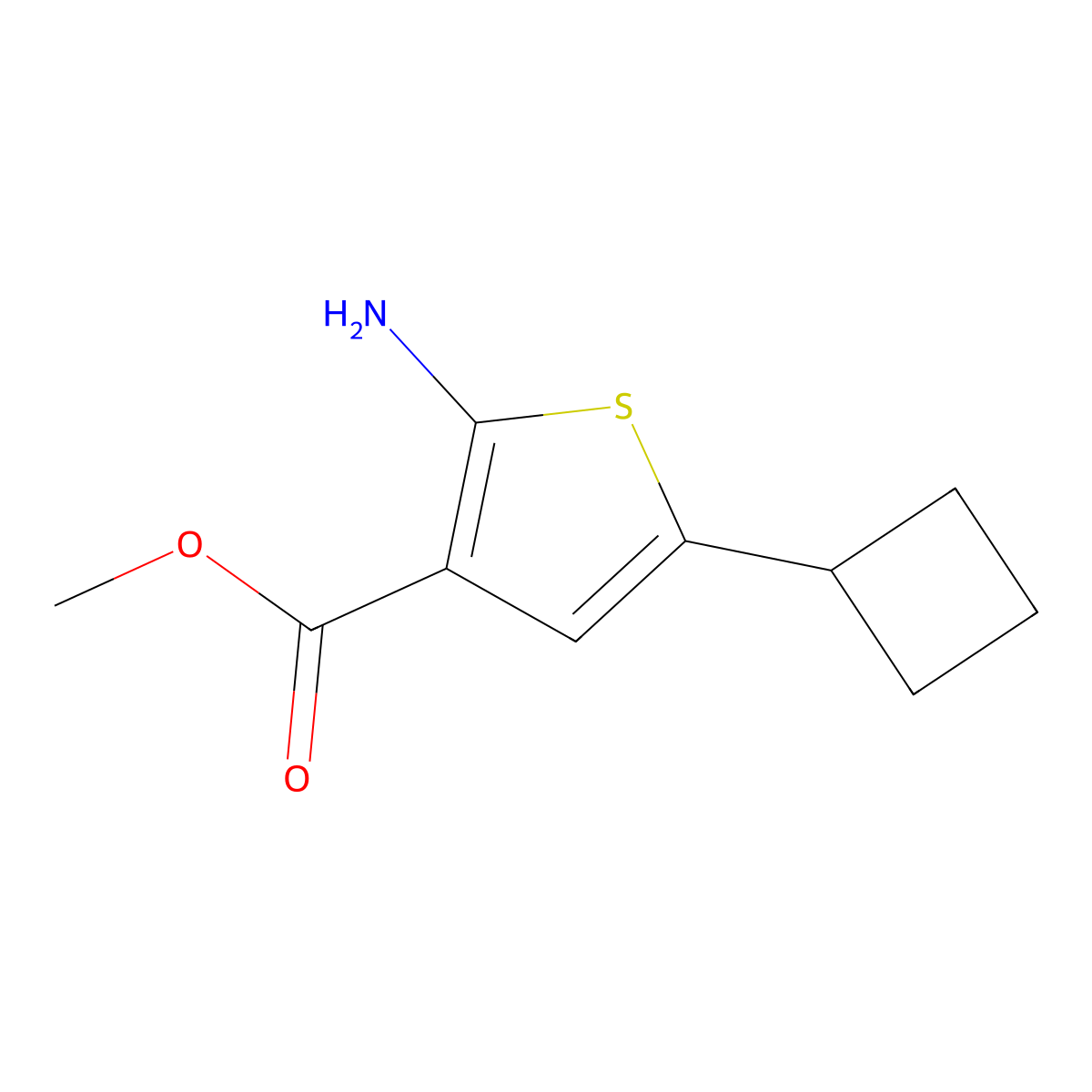 Methyl 2-amino-5-cyclobutylthiophene-3-carboxylate molecular structure, CAS 439693-01-3