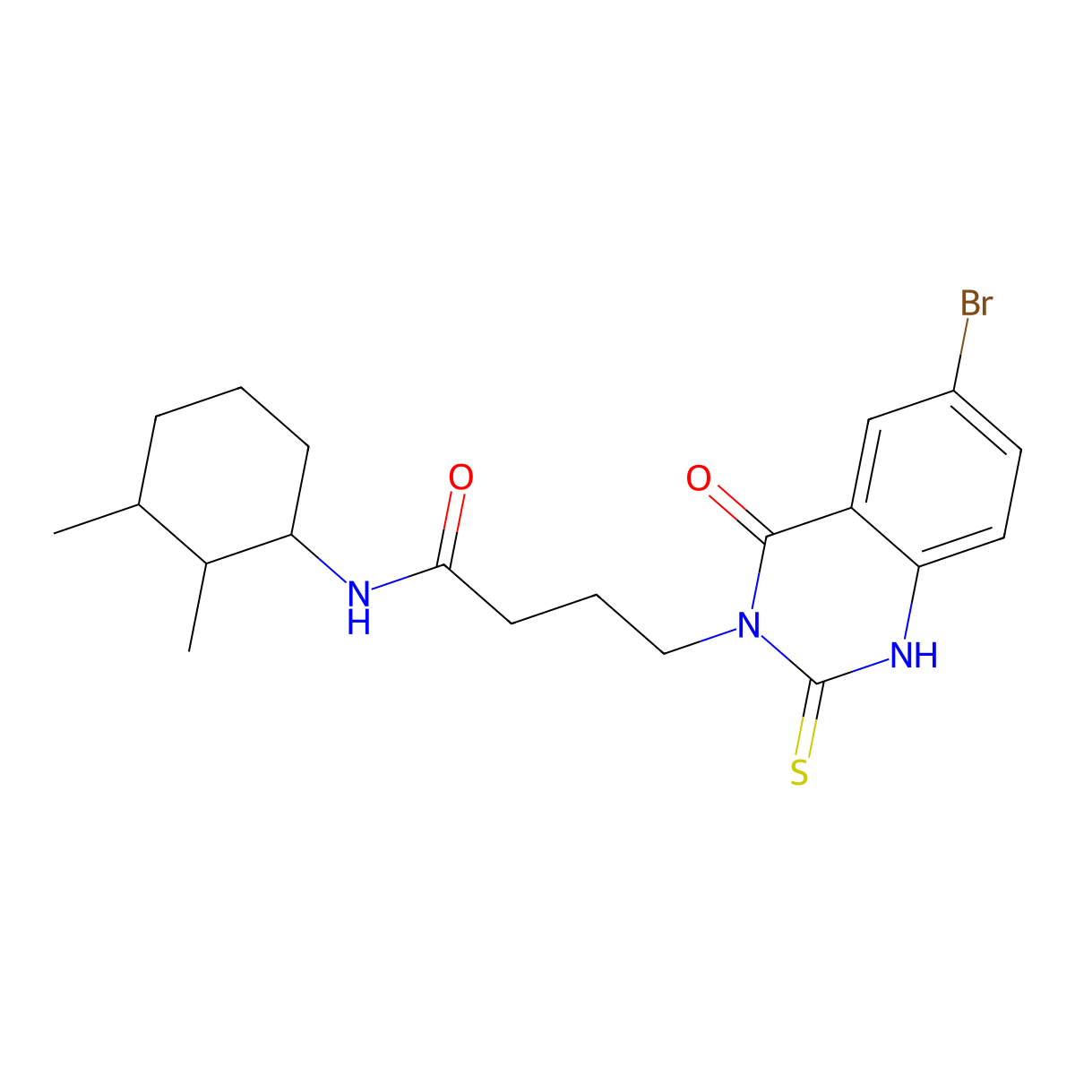 4-(6-bromo-4-oxo-2-sulfanylidene-1H-quinazolin-3-yl)-N-(2,3-dimethylcyclohexyl)butanamide molecular structure, CAS 439792-11-7