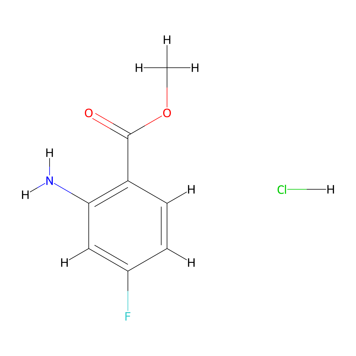 Methyl 2-amino-4-fluorobenzoate hydrochloride molecular structure, CAS 439808-83-0