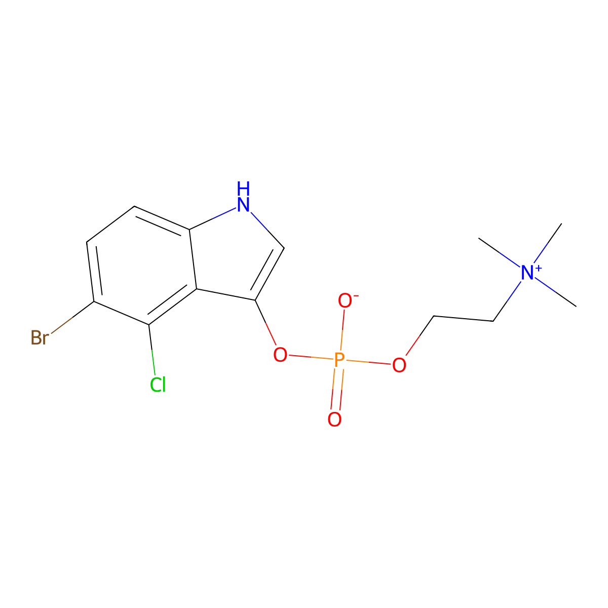 5-Bromo-4-chloro-3-indoxyl choline phosphate molecular structure, CAS 439809-43-5