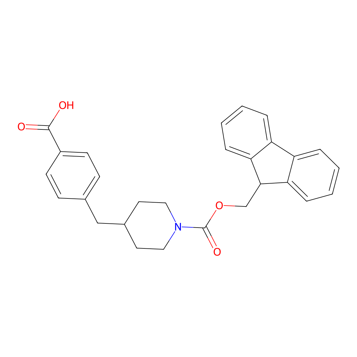 4-[(1-{[(9H-fluoren-9-yl)methoxy]carbonyl}piperidin-4-yl)methyl]benzoic acid molecular structure, CAS 439811-15-1
