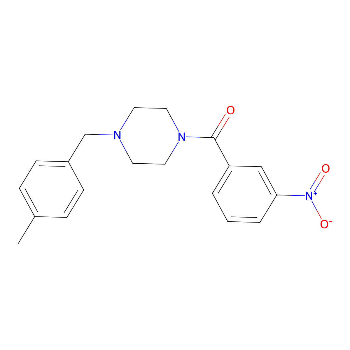 [4-[(4-Methylphenyl)methyl]piperazin-1-yl]-(3-nitrophenyl)methanone molecular structure, CAS 439845-30-4