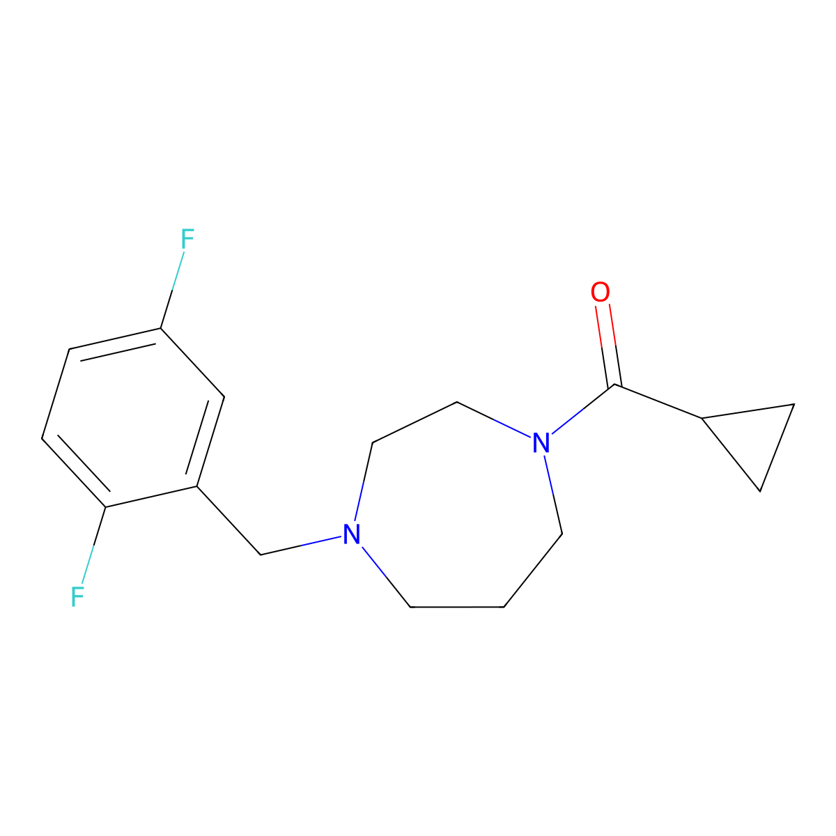 1-Cyclopropanecarbonyl-4-[(2,5-difluorophenyl)methyl]-1,4-diazepane molecular structure, CAS 439847-35-5