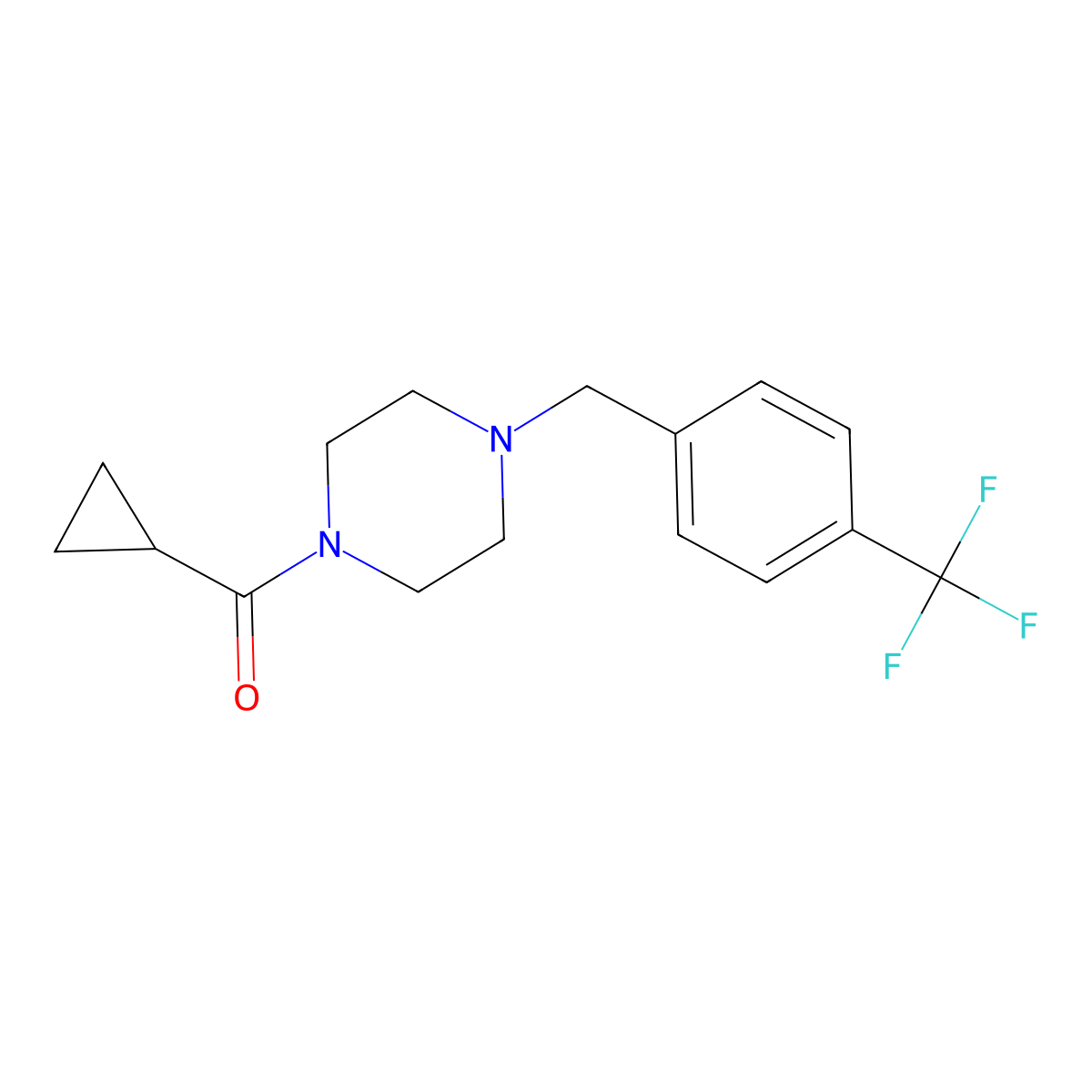 1-Cyclopropanecarbonyl-4-{[4-(trifluoromethyl)phenyl]methyl}piperazine molecular structure, CAS 439848-06-3