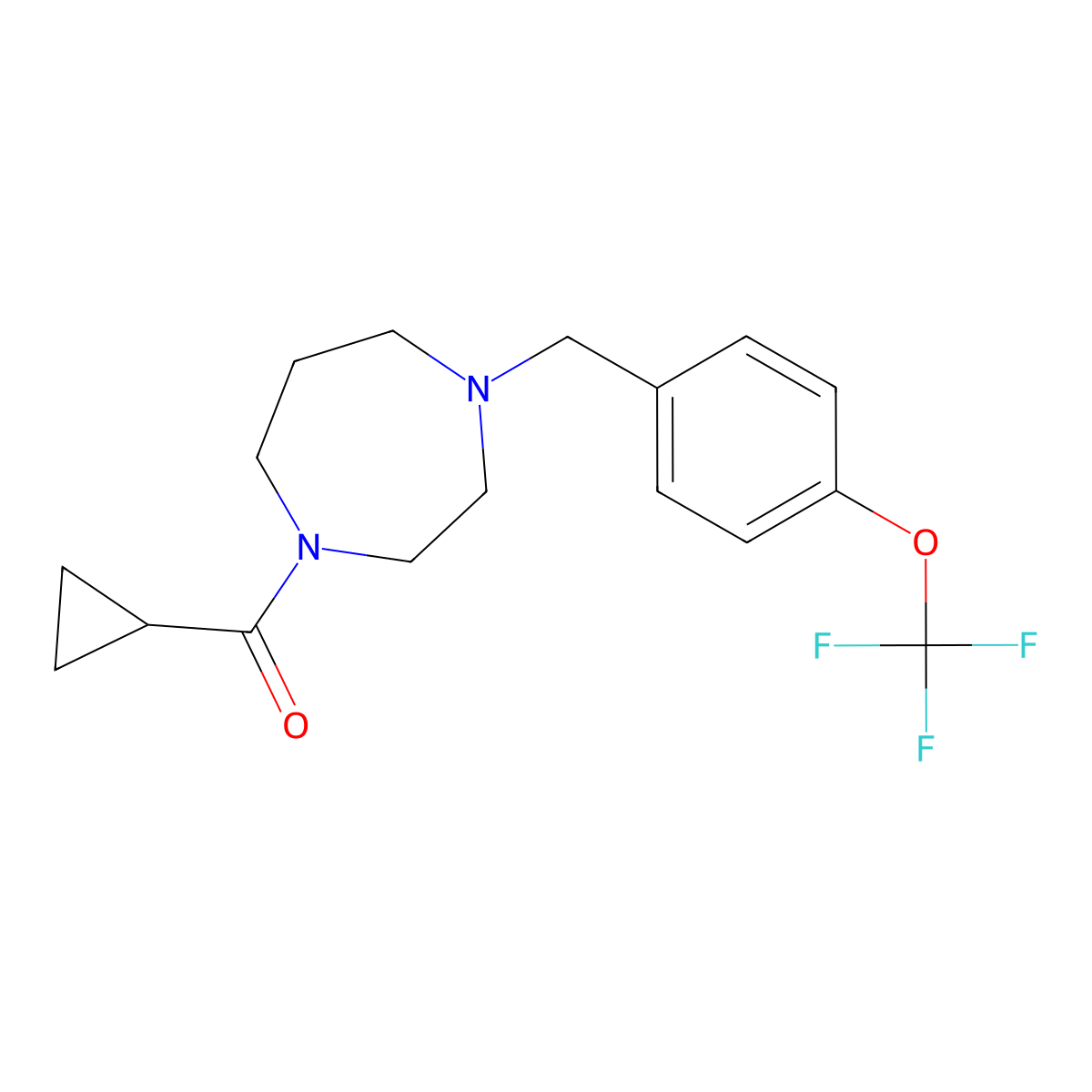 1-Cyclopropanecarbonyl-4-{[4-(trifluoromethoxy)phenyl]methyl}-1,4-diazepane molecular structure, CAS 439849-41-9