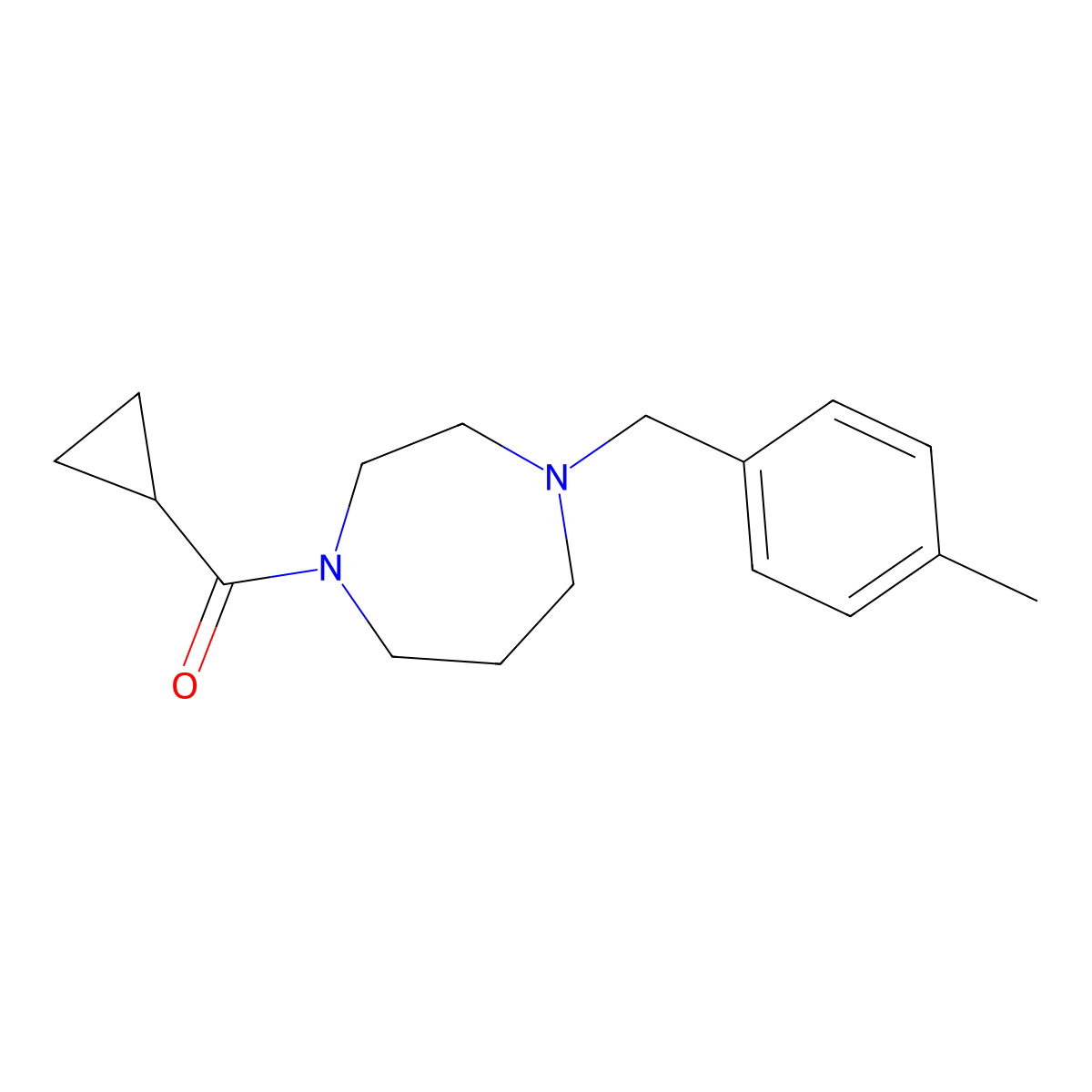 1-Cyclopropanecarbonyl-4-[(4-methylphenyl)methyl]-1,4-diazepane molecular structure, CAS 439849-47-5