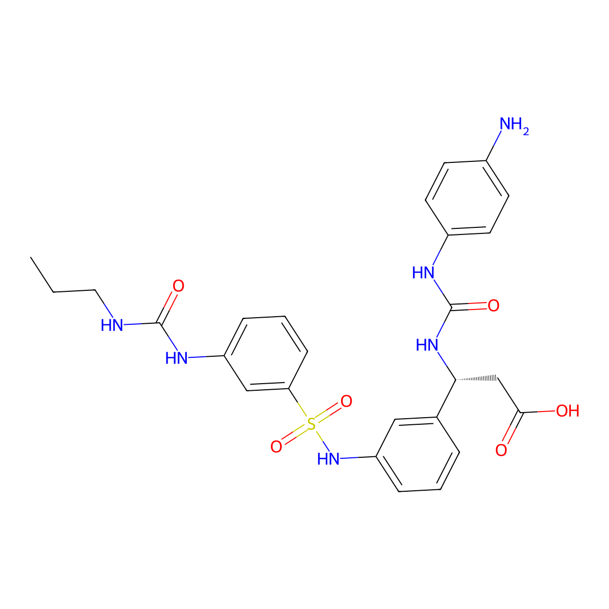 (R)-3-(3-(4-Aminophenyl)ureido)-3-(3-((3-(3-propylureido)phenyl)sulfonamido)phenyl)propanoic acid molecular structure, CAS 439865-65-3