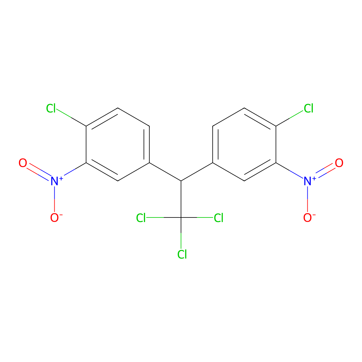 1-Chloro-2-nitro-4-[2,2,2-trichloro-1-(4-chloro-3-nitrophenyl)ethyl]benzene molecular structure, CAS 4399-07-9