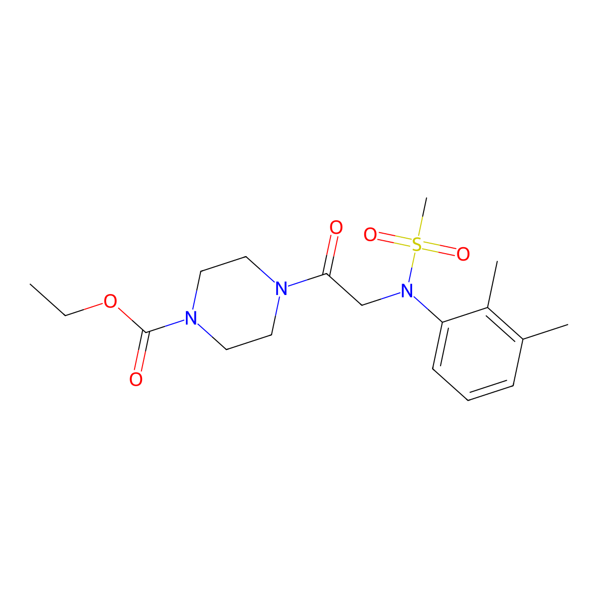 Ethyl 4-[N-(2,3-dimethylphenyl)-N-(methanesulfonyl)glycyl]piperazine-1-carboxylate molecular structure, CAS 4399-11-5