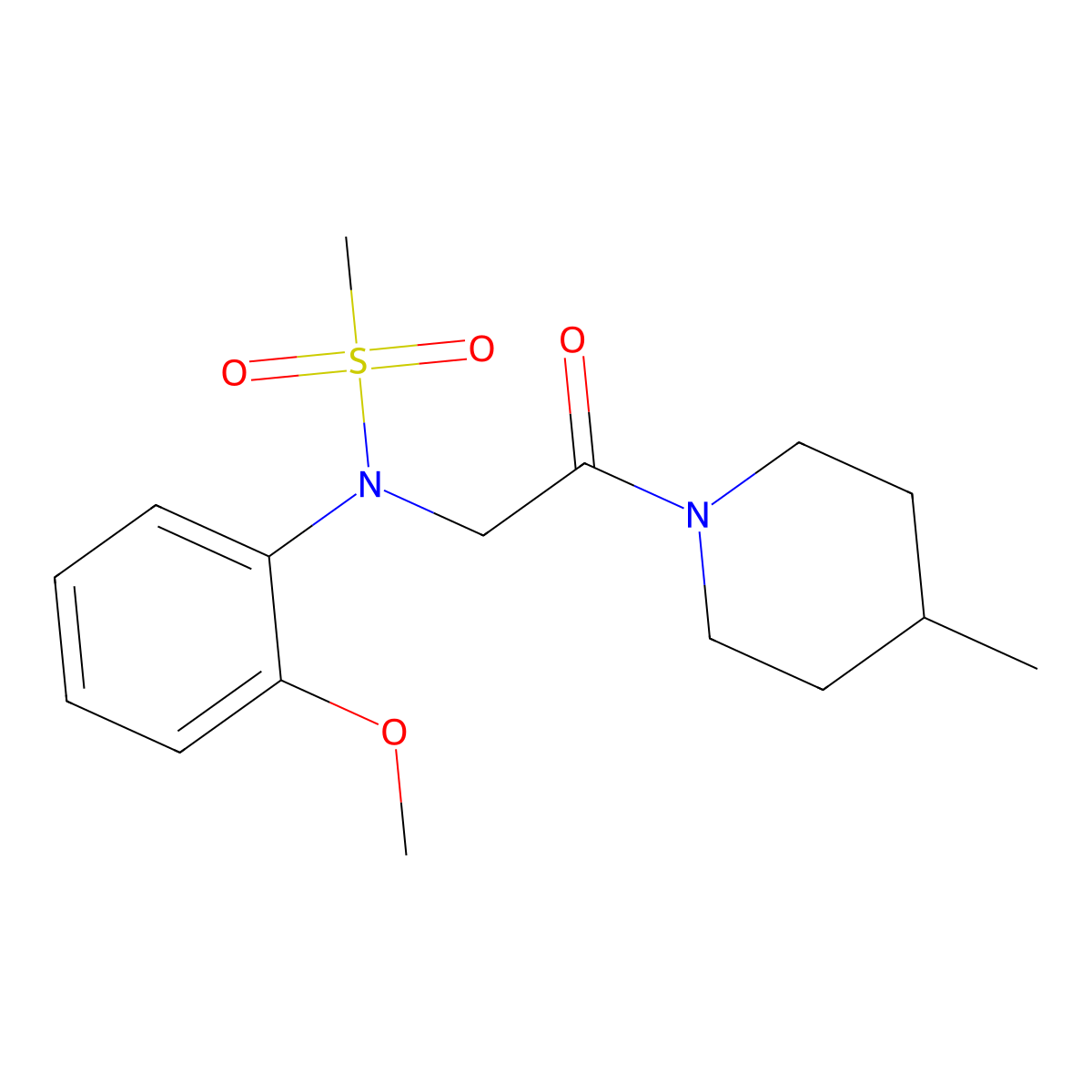 N-(2-methoxyphenyl)-N-[2-(4-methylpiperidin-1-yl)-2-oxoethyl]methanesulfonamide molecular structure, CAS 4399-72-8