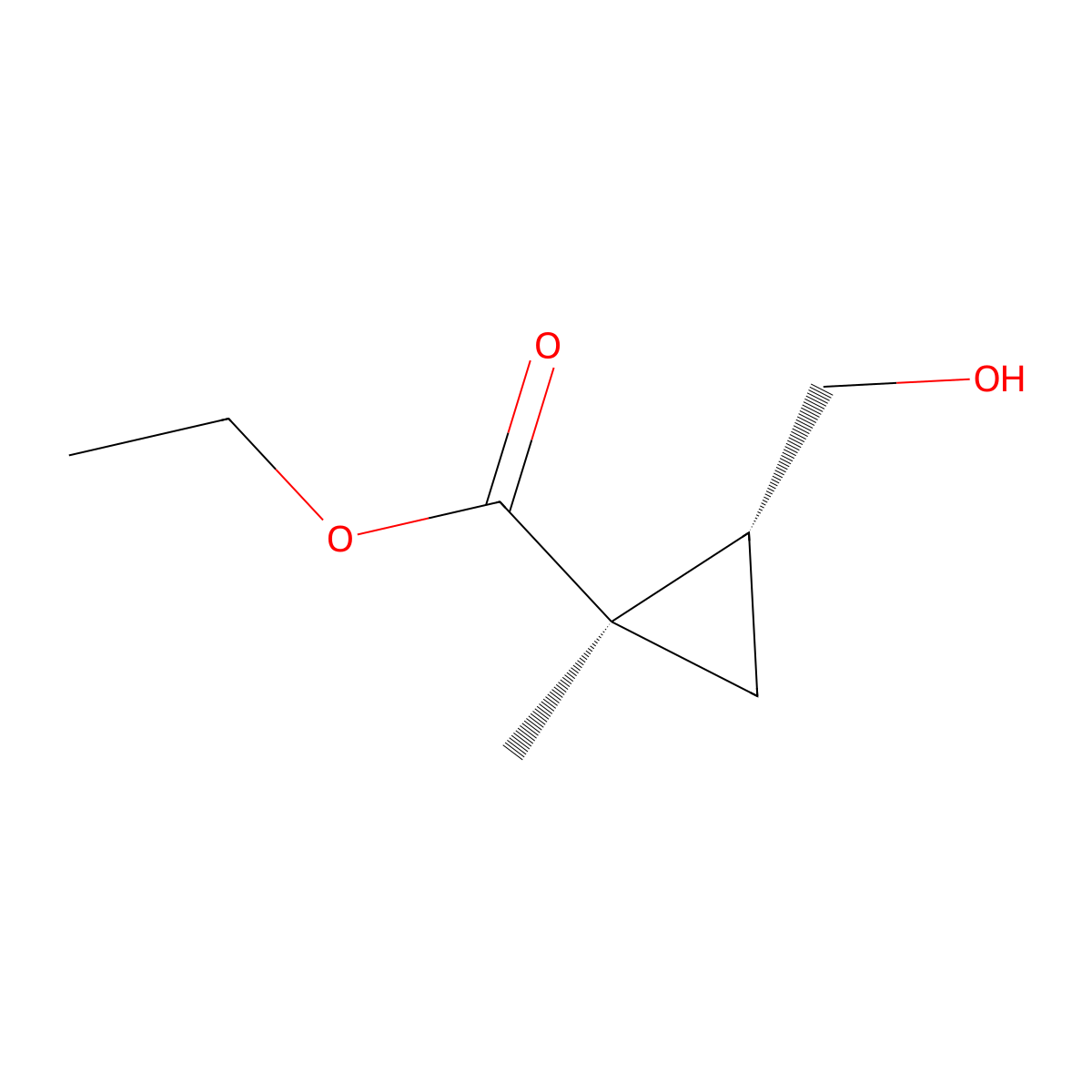 ethyl (1R,2R)-2-(hydroxymethyl)-1-methylcyclopropane-1-carboxylate molecular structure, CAS 439913-09-4