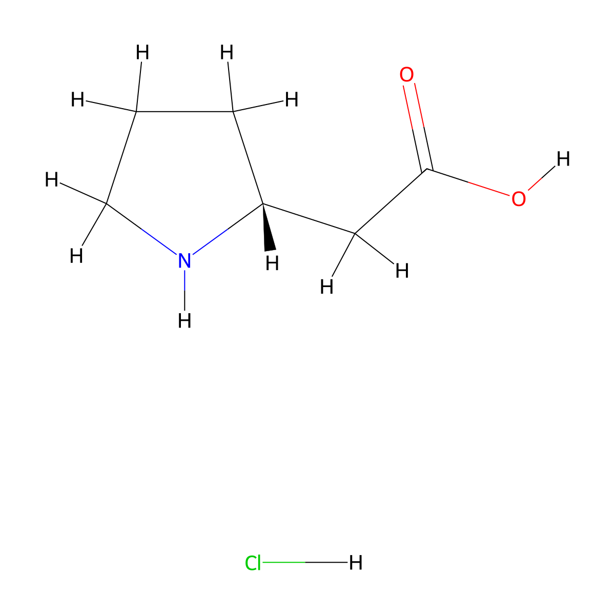 (R)-2-(Pyrrolidin-2-yl)acetic acid hydrochloride molecular structure, CAS 439918-59-9