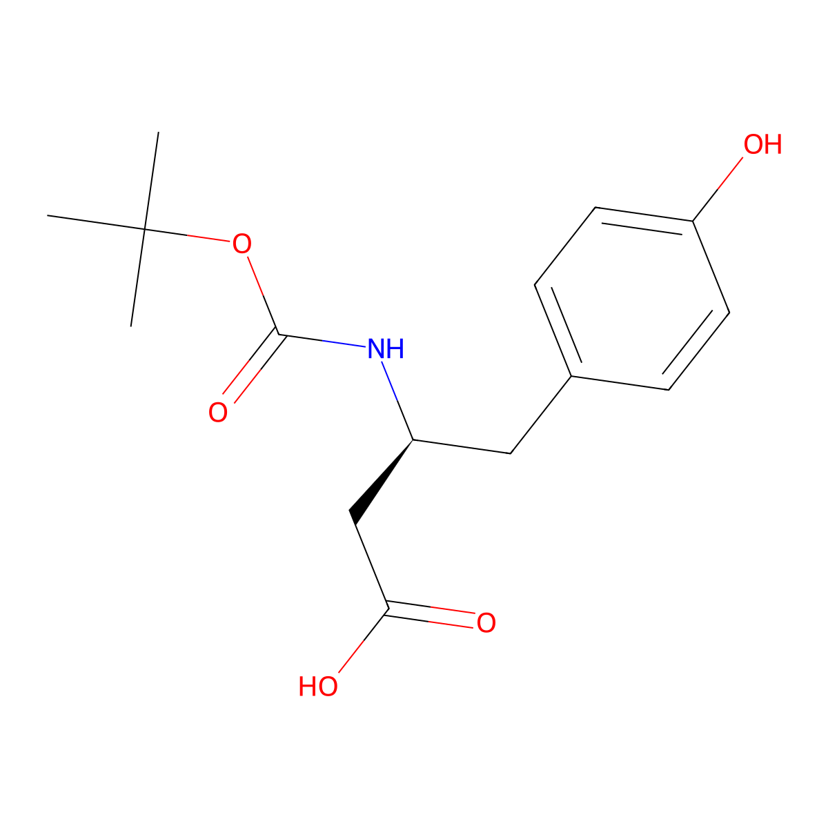 (S)-3-((tert-butoxycarbonyl)amino)-4-(4-hydroxyphenyl)butanoic acid molecular structure, CAS 439918-60-2