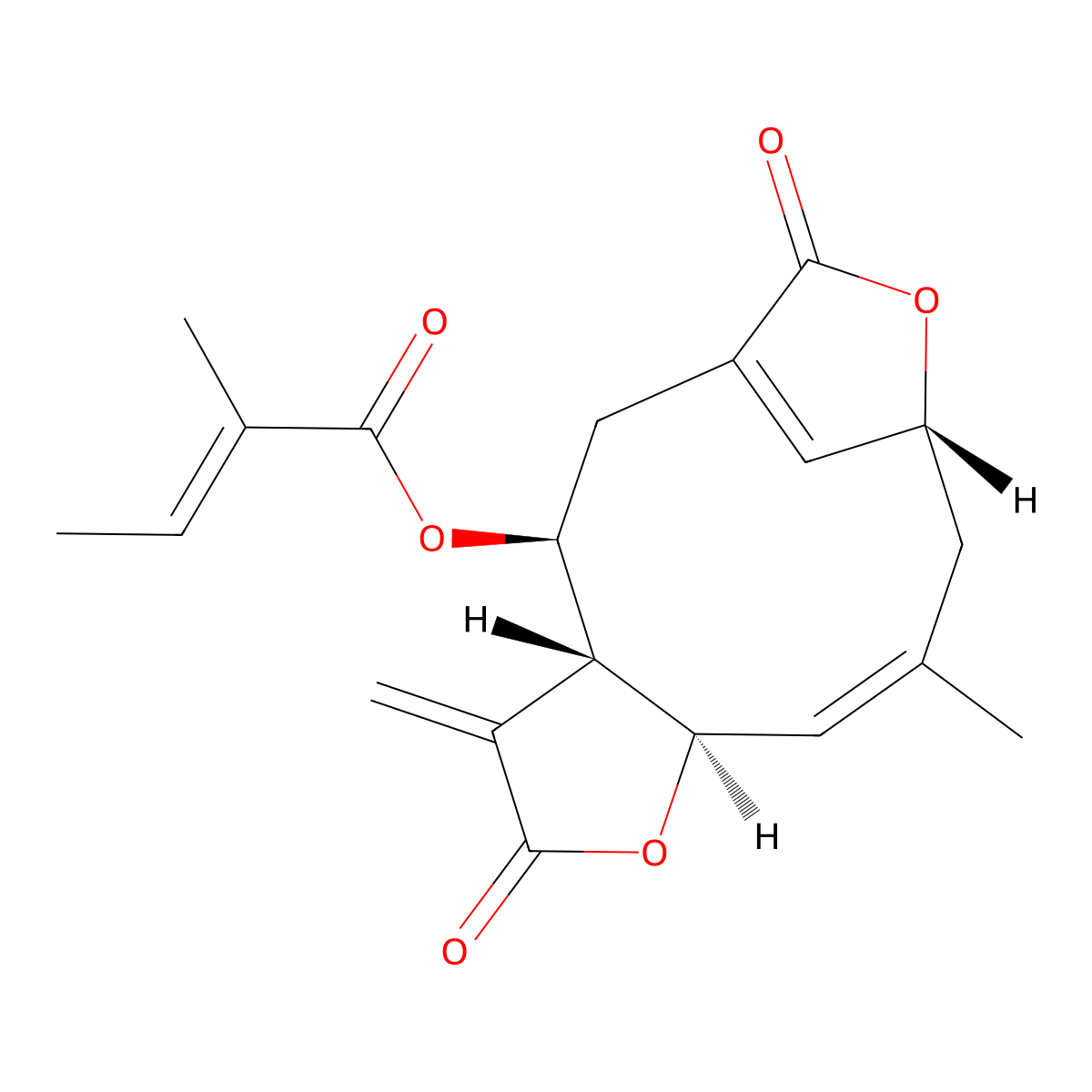 [(3S,4R,8R,12R)-10-methyl-5-methylidene-6,14-dioxo-7,13-dioxatricyclo[10.2.1.04,8]pentadeca-1(15),9-dien-3-yl] 2-methylbut-2-enoate molecular structure, CAS 439923-16-7