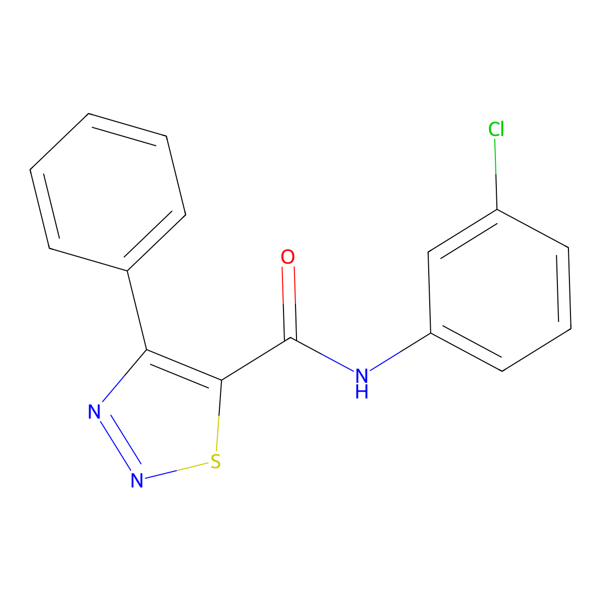 N-(3-chlorophenyl)-4-phenyl-1,2,3-thiadiazole-5-carboxamide molecular structure, CAS 439927-63-6