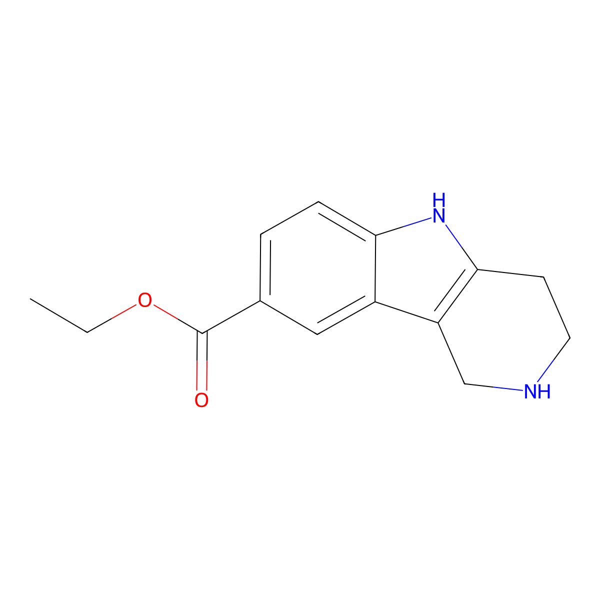 ethyl 1H,2H,3H,4H,5H-pyrido[4,3-b]indole-8-carboxylate molecular structure, CAS 439930-77-5