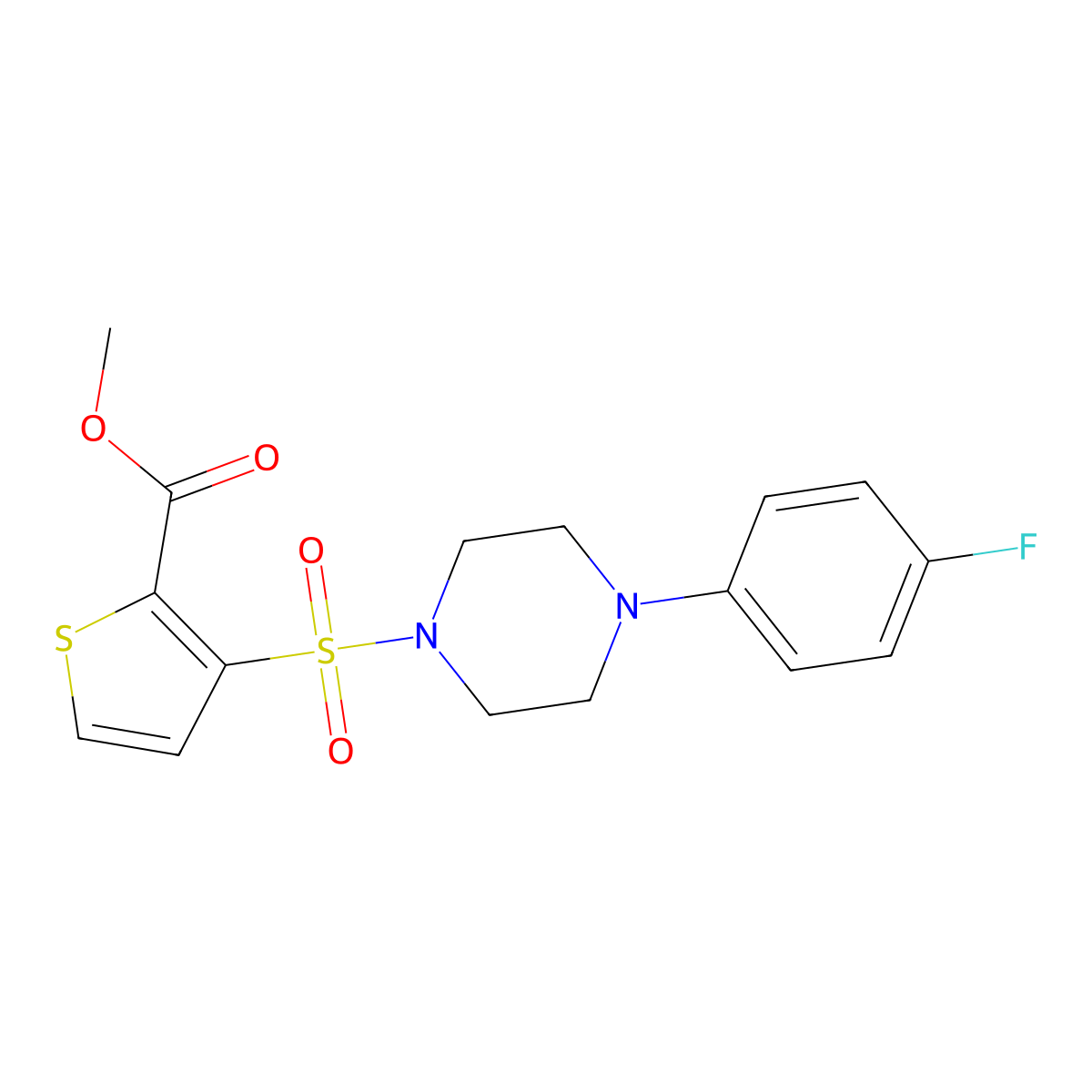 Methyl 3-{[4-(4-fluorophenyl)piperazin-1-yl]sulfonyl}thiophene-2-carboxylate molecular structure, CAS 439932-69-1