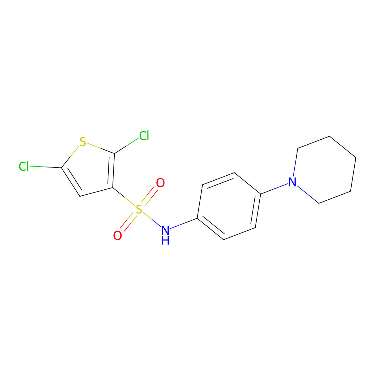 2,5-dichloro-N-(4-piperidin-1-ylphenyl)thiophene-3-sulfonamide molecular structure, CAS 439932-74-8