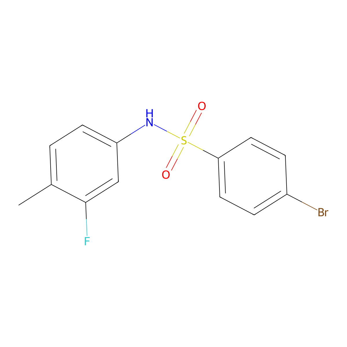 4-bromo-N-(3-fluoro-4-methylphenyl)benzenesulfonamide molecular structure, CAS 439934-35-7
